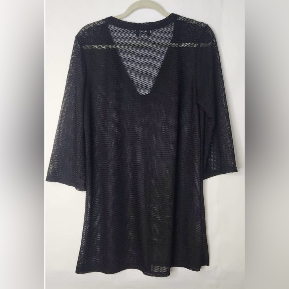 Jordan Taylor Swim Cover Up Dress Tunic Mesh Open Knit Black Large